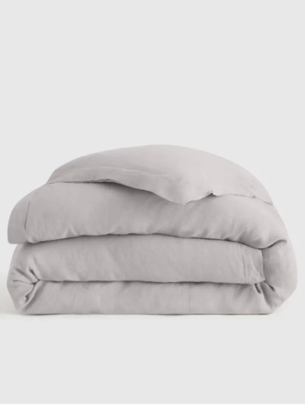 New! Quince European Linen Double Flange King Duvet Cover in Light Grey